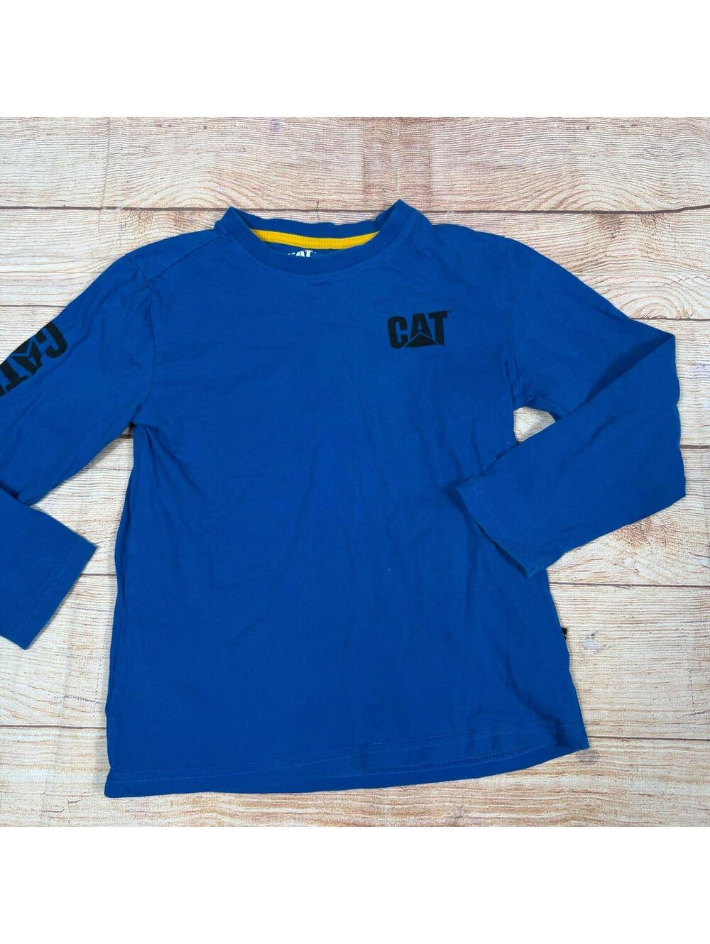 CAT Caterpillar Boys Long Sleeve Graphic Tee Blue Size S 7/8